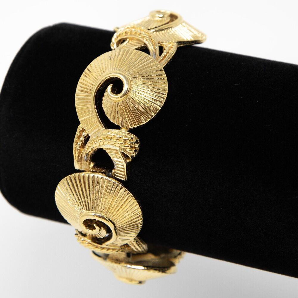 Vtg Signed D'Orlan 8484 Marcel Boucher Gold Tone Modernist Mid Century Bracelet